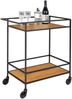 Moderner Bar-Rollwagen LEVEN 80cm schwarz + Eiche-Look Servierwagen Bild 2
