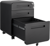 Mobiler Aktenschrank mit 3 Schubladen, 110 × 40 × 60 cm, aus Metall, schwarz, abschließbar, mit 5 Rollen Bild 5