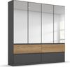 rauch Kleiderschrank; Drehtürenschrank WINNIPEG, 4-türig, 4 Spiegeltüren, 4 Schubkästen, Graumetallic/Eiche Halifax, 181x210x56xcm Bild 3