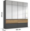 rauch Kleiderschrank; Drehtürenschrank WINNIPEG, 4-türig, 4 Spiegeltüren, 4 Schubkästen, Graumetallic/Eiche Halifax, 181x210x56xcm Bild 4