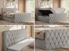 Boxspringbett mit gesteppter Front und Kopfteil, Multipocket-Matratze, zwei Bettkästen - MIREN DUO - 140 x 200 cm - Hellgrau Stoff - H3 Bild 2