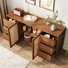 Sideboard Holzoptik, 160x40x90 cm mit Rattantüren & 6 Schubladen Bild 4