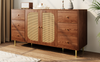 Sideboard Holzoptik, 160x40x90 cm mit Rattantüren & 6 Schubladen Bild 3