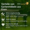 TPFGarden Garten-Essgruppe DERBY, (Bistroset - Gartenset 3-teilig - schwarz pulverbeschichtetes Eisen, 3-tlg, Tischplatte, Sitzfläche und Rückenfläche - Mosaik-Design), (2x Klappstuhl, 1x Tisch 60cm rund) Bild 3
