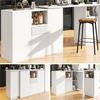 360° drehbarer Bartisch 210/140x30x100,9 cm, L-Form, weiß, Marmorplatte & offener Stauraum Bild 5