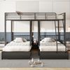Dreier-Etagenbett 140/90×200 cm mit Rausfallschutz, teilbar, 2 Schubladen, Schwarz, ohne Matratze Bild 2