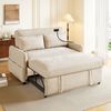 Modernes Doppel-Klappschlafsofa, Multifunktionssofa mit Schlaffunktion, verstellbare Rückenlehne, Handyhalter, USB-Ladeanschluss, geeignet für Wohnzimmer, Schlafzimmer, Beige Bild 4