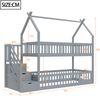 Etagenbett 90x200 cm mit Dach, Treppe und Schubladen – Kinderbett aus massivem Kiefernholz und MDF in Grau Bild 5