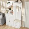 Kompaktgarderobe mit Schuhschrank, Spiegel & Sitzbank, 110x33x185,5 cm, Weiß Bild 4