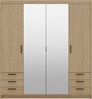 AX LIVING Geölte Eiche Kleiderschrank mit Spiegel Storicos 4T6S 176,3cm Groß Bild 2