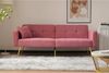 Merax sofa Schlafsofa mit Bettfunktion, verstellbarem Winkel, goldenen Beinen, mit Kissen und seitlichen Aufbewahrungstaschen, rosa Bild 3