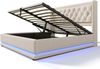Polsterbett 160x200 cm Baumwolle mit hydraulischem Bettkasten, 3‑seitiger LED-Beleuchtung und USB‑Typ‑C,Beige Bild 5