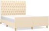 Doppelbett mit Kopfteil Stoff Creme 140x190 cm Bild 2