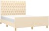 Doppelbett mit Kopfteil Stoff Creme 140x190 cm Bild 3