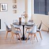 GrandCA HOME Esstisch Moderner Esstisch im Minimalistischen Stil, Runder Küchentisch (1-St), aus MDF, 70/80/110cm×75cm, Weiß/Schwarz Bild 2