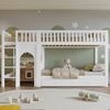 Etagenbett mit Regal, Schrank, Lattenrost und Treppe, 90x200cm, Kinderbett mit Rausfallschutz, Hochbett, Kiefer Bild 2