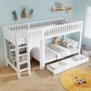 Etagenbett mit Regal, Schrank, Lattenrost und Treppe, 90x200cm, Kinderbett mit Rausfallschutz, Hochbett, Kiefer Bild 3