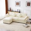 Merax Ecksofa L-förmig Sofa mit Fußhocker, Chenille-Stoff, 1 Teile, 3-Sitzer Schlafsofa mit verstellbaren Armlehnen, Kissen,218x156.5x86cm Bild 4