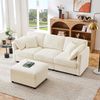 Merax Ecksofa L-förmig Sofa mit Fußhocker, Chenille-Stoff, 1 Teile, 3-Sitzer Schlafsofa mit verstellbaren Armlehnen, Kissen,218x156.5x86cm Bild 2