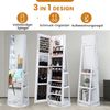 360° Drehbarer Schmuckschrank mit Dreifarbigen LED-Leuchten Freistehender Spiegelschrank Weiß Bild 3