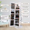 360° Drehbarer Schmuckschrank mit Dreifarbigen LED-Leuchten Freistehender Spiegelschrank Weiß Bild 4