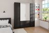 Selsey 'Kaja' Kleiderschrank 4-türig mit Spiegel & 3 Schubladen, schwarz, ca. 239 x 200 x 62 cm Bild 2