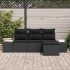 vidaXL Garten-Sofa-Set mit Kissen mit Speicher 4 pcs Schwarz 3355682 Bild 3