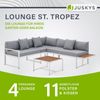 Juskys Gartenmöbel Lounge St. Tropez - 4 Personen Sitzecke - Set mit Tisch, Ecksofa & Kissen - Möbel für Balkon & Garten - Holz Balkonmöbel Weiß Bild 2
