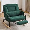 Leawin Schaukelstuhl Wohnzimmer mit Hocker & gepolstertem Kissen Cord, Großer Relax Schaukelstuhl mit Liegefunktion Cord Bild 5