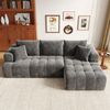 Merax Modulares L-förmiges Ecksofa ohne Gestell, Cloud-Sofa, bequemes Chenille-Gewebe, frei kombinierbar, bodennahes Design, keine Montage erforderlich, Grau Bild 2