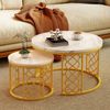 2er-Set Couchtisch aus MDF mit Marmoroptik & goldfarbenem Metallgestell, nestbar, 70x70x45 cm + 45x45x37 cm Bild 4