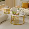 2er-Set Couchtisch aus MDF mit Marmoroptik & goldfarbenem Metallgestell, nestbar, 70x70x45 cm + 45x45x37 cm Bild 3
