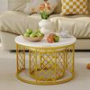 2er-Set Couchtisch aus MDF mit Marmoroptik & goldfarbenem Metallgestell, nestbar, 70x70x45 cm + 45x45x37 cm Bild 2