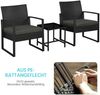 Yaheetech Balkonset, 3-teilig Polyrattan Sitzgruppe mit Sofa und Sitzkissen, Schwarz Bild 5