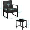 Yaheetech Balkonset, 3-teilig Polyrattan Sitzgruppe mit Sofa und Sitzkissen, Schwarz Bild 4