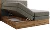 Boxspringbett, Set mit zwei Multipocket-Matratze und Topper, hohe Kopfteil, Eiche Wotan Holzrahmen - WOOD CLASSIC KING - 160 x 200 cm - Grau Struktur - H3 Bild 5