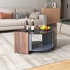Couchtisch schwarz Marmoroptik Walnussmaserung mit Ablagefach Wohnzimmertisch modern Design Sofatisch rechteckig Bild 5
