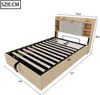 Polsterbett 140x200 cm mit hydraulischem Stauraum,Kopfteil mit Regalen & USB-Type-C-Anschluss,gepolstert,Holzfarbe,inklusive Schaummatratze Bild 5