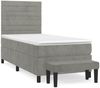 vidaXL Boxspringbett mit Matratze Hellgrau 80x200 cm Samt, Härtegrad: H2 [3137869] Bild 2