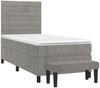 vidaXL Boxspringbett mit Matratze Hellgrau 80x200 cm Samt, Härtegrad: H2 [3137869] Bild 3