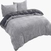 Visaggio Bettwäsche Teddyplüsch Winter Bettbezug Cord Optik, Fleece, 3 teilig, extra warm und kuschelig, Winterbettwäsche Cashmere Touch Bild 4