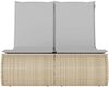 vidaXL Doppel-Sonnenliege mit Auflagen Beige Poly Rattan 368093 Bild 4