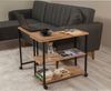 Dmora Wohnzimmertisch Lagaros, Niedriger Wohnzimmertisch, Kaffeeregal, Couchtisch für Sofa, 70x76 h63 cm, Eiche und Schwarz Bild 5