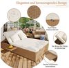KLAM HOME Sofa Gartenliege Outdoor Gartenliege Doppelbett,Verstellbare Rückenlehne, geeignet für Lounges, Balkone und Gärten, weiß Bild 3
