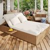 KLAM HOME Sofa Gartenliege Outdoor Gartenliege Doppelbett,Verstellbare Rückenlehne, geeignet für Lounges, Balkone und Gärten, weiß Bild 5