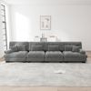 Ecksofa 4-Sitzer, Grau, modulares Tiefsitz-Sofa aus Vintage-Chenille mit Cloud-Komfort und runden Polsterarmlehnen,81x406x77 cm Bild 2