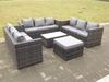 Fimous Rattan Garten Möbel Lounge Sofa im Freien mit länglichem Couchtisch mit großem Fußhocker Bild 2