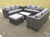 Fimous Rattan Garten Möbel Lounge Sofa im Freien mit länglichem Couchtisch mit großem Fußhocker Bild 3