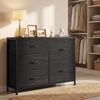 SONGMICS Kommode mit 5 Schubladen, Schubladenschrank mit Metallgestell, 98,7 x 30 x 74,7 cm, Schwarz Bild 2