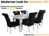 Deine Möbel 24 Essgruppe LUISE Tischgruppe Glamour Tisch mit 4 / 6 Stühlen Esszimmer, (Graphit Anthrazit Dunkelgrau Grau Beige Schwarz, 7-tlg, Wohnzimmer, Esstisch aus Massivholz), in Weiß hochglanz Stühle in Samt Velour 140 x 80 x 180 170 x 90 x 210 Bild 4